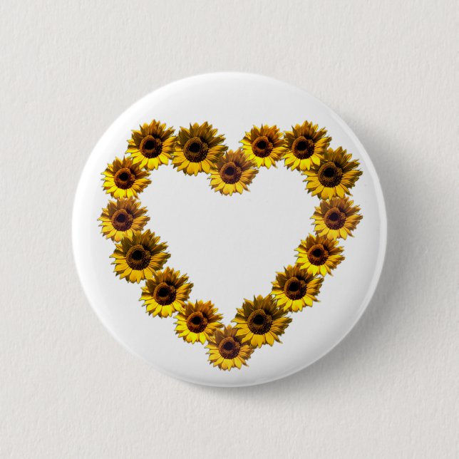 Sunflower Heart 6 Cm Round Badge (Front)