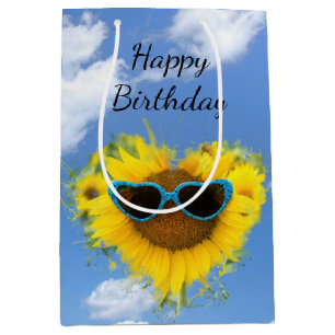 Sunflower Heart Abstract on Sky Medium Gift Bag
