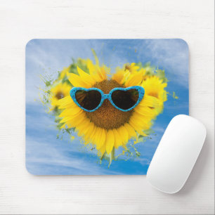 Sunflower Heart Abstract on Sky Mouse Mat