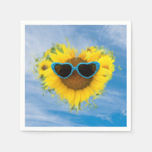 Sunflower Heart Abstract on Sky Napkin