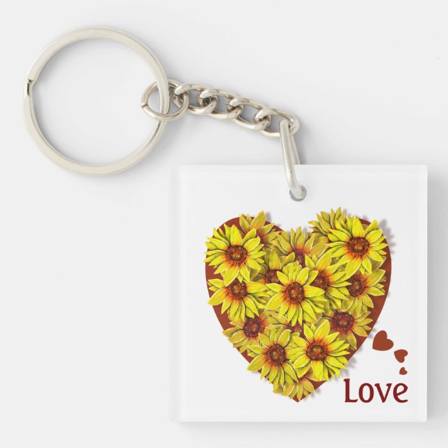 Sunflower Heart Acrylic Keychain (Front)