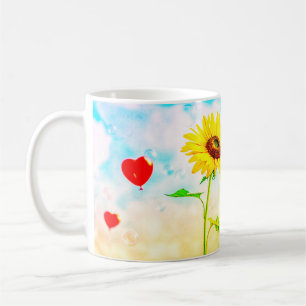 Sunflower & Heart Balloons Romantic Gift Design Coffee Mug