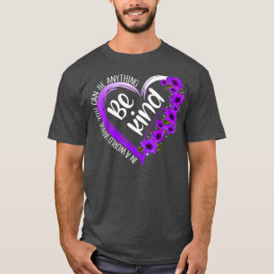 Sunflower Heart Be Kind Purple Alzheimer Awareness T-Shirt