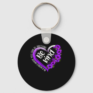 Sunflower Heart Be Kind Purple Overdose Awareness Key Ring