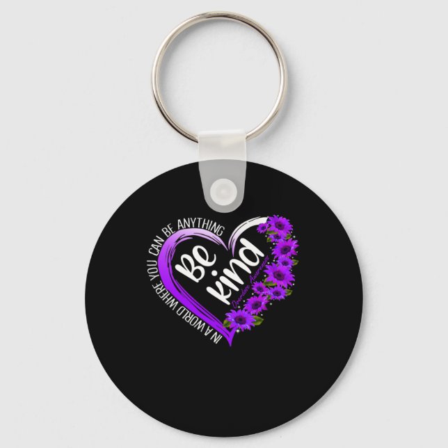 Sunflower Heart Be Kind Purple Overdose Awareness  Key Ring (Front)