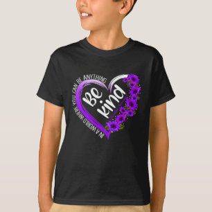 Sunflower Heart Be Kind Purple Overdose Awareness T-Shirt