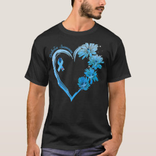 Sunflower Heart Blue Ribbon Diabetes Awareness Mon T-Shirt