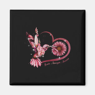 Sunflower Heart Burgundy Ribbon Brain Aneurysm Magnet