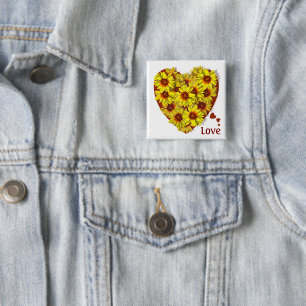 Sunflower Heart Button