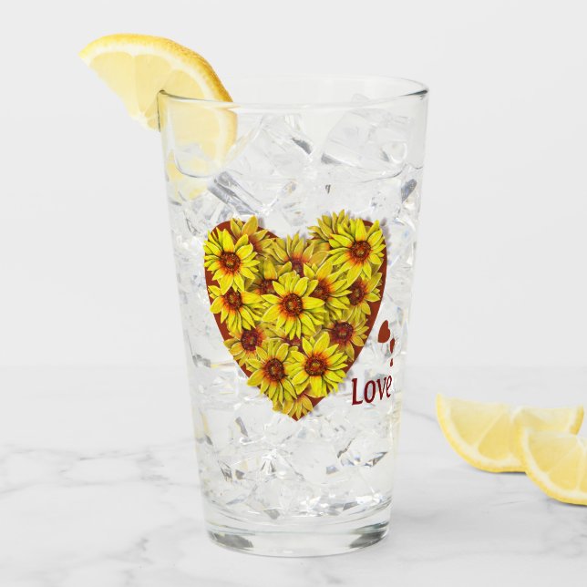 Sunflower Heart Drinking Glass (Front Ice)