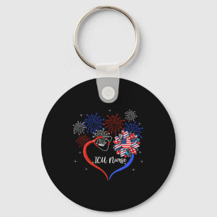 Sunflower Heart Fireworks Icu Nurse Happy 4th Of J Key Ring