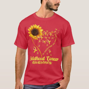 Sunflower Heart Gold Ribbon Childhood Cancer Aware T-Shirt
