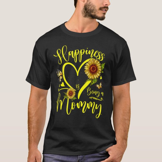 Sunflower Heart Happiness Is Being A Mummy T-Shirt (Front)