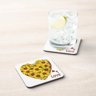 Sunflower Heart Plastic Coaster