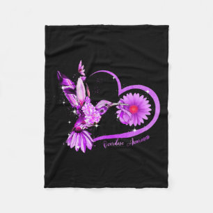 Sunflower Heart Purple Ribbon Overdose Awareness Fleece Blanket
