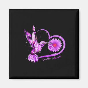 Sunflower Heart Purple Ribbon Overdose Awareness Magnet