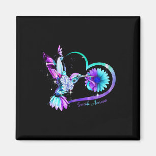 Sunflower Heart Purple Ribbon Suicide Awareness  Magnet