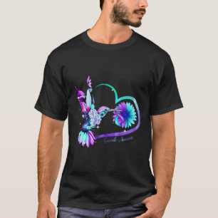 Sunflower Heart Purple Ribbon Suicide Awareness T-Shirt