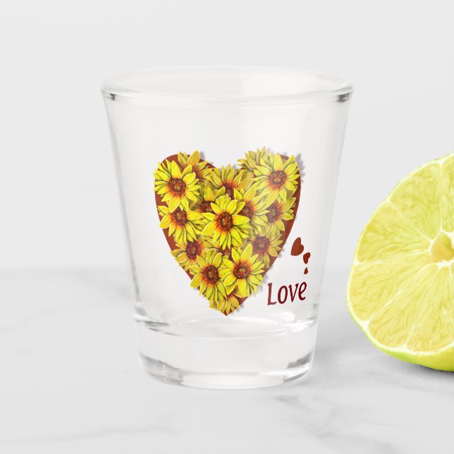 Sunflower Heart Shot Glass (Front)