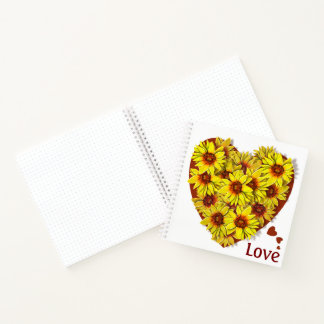 Sunflower Heart Spiral Notebook