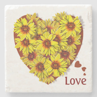 Sunflower Heart Stone Coaster