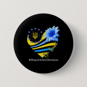 Sunflower Heart Ukrainian Flag Be Kind Stand With  6 Cm Round Badge