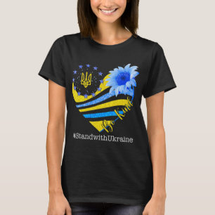 Sunflower Heart Ukrainian Flag Be Kind Stand With  T-Shirt