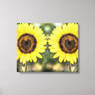Sunflower hearts in love canvas print
