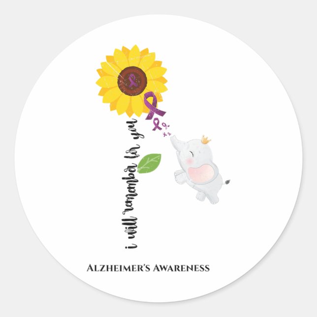 Sunflower Heimerheimer Awareness I Will Remember F Classic Round Sticker (Front)