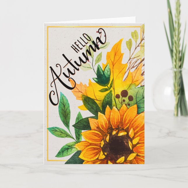 Sunflower Hello Autumn Card (Front)