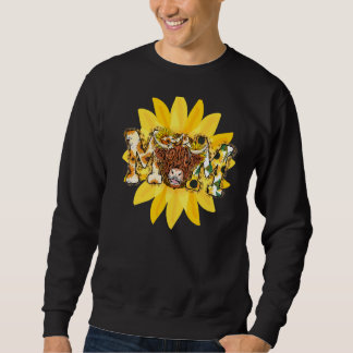 Sunflower Highland Cow Mum Country Western Mothers Sweatshirt