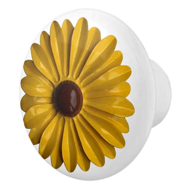Sunflower Hippie Daisy Flower Floral BOHO Yellow Ceramic Knob (Right)