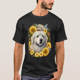 Sunflower Hippie Floral Great Pyrenees Dog T-Shirt