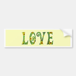 Sunflower Hippy Love Bumper Sticker