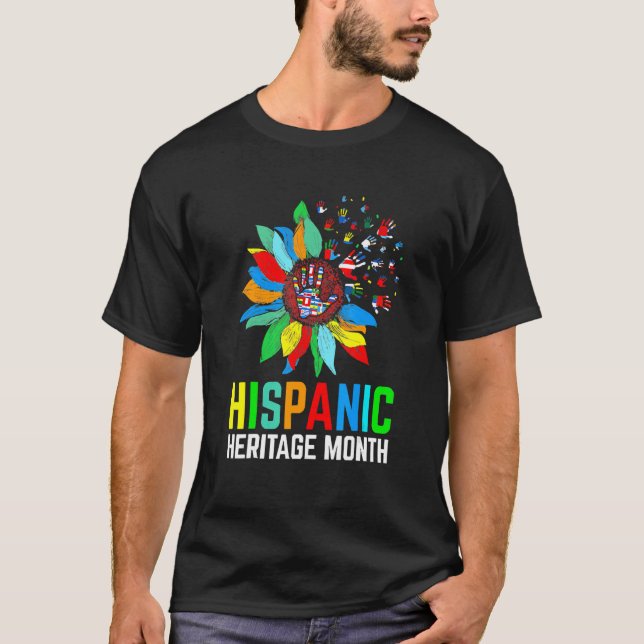 Sunflower Hispanic Heritage Month Latino Countries T-Shirt (Front)