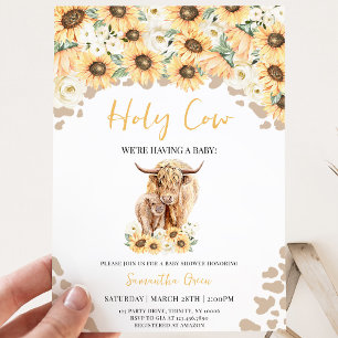 Sunflower Holy Cow Baby Shower Invitation