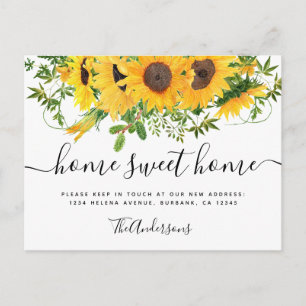Sunflower Home Sweet Home Moving Announcement Postcard