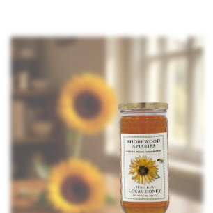 Sunflower Honey 2x3" Realistic Bee Dashed Border  Food Label
