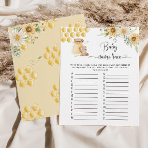 Sunflower honey bear Baby name race game