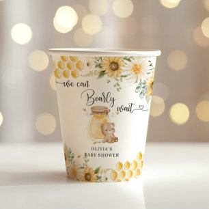 Sunflower honey bear baby shower paper cups