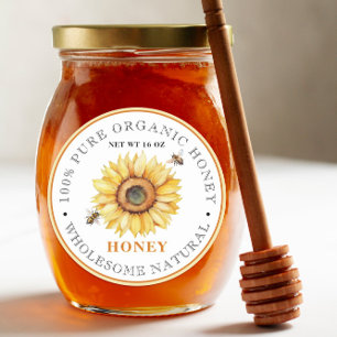 Sunflower Honey Bee   Organic Honey  Classic Round Sticker
