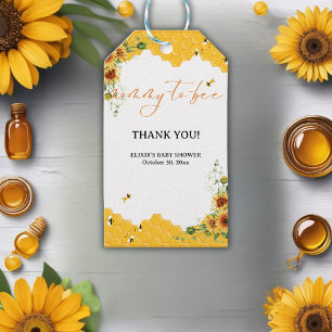 Sunflower Honeycomb Mummy-To-Bee Baby Shower Gift Tags