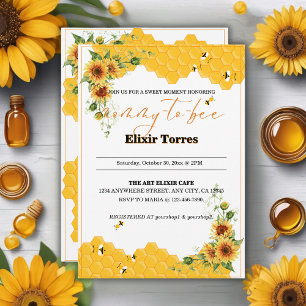 Sunflower Honeycomb Mummy-To-Bee Baby Shower Invitation