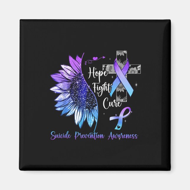 Sunflower Hope Fight Cure Suicide Prevention Aware Magnet (Front)