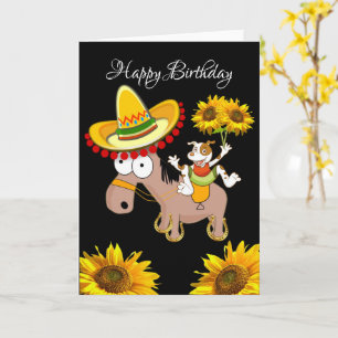 Sunflower Horse Floral Folded Greeting Card