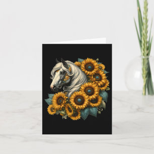Sunflower Horse Portrait Cowgirl Equestrian Horseb Card
