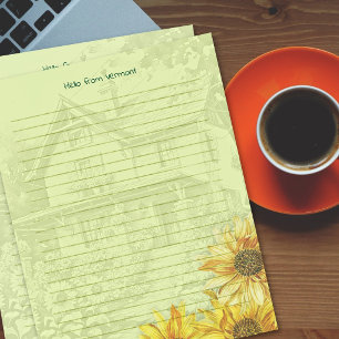 Sunflower House Lined Writing Paper Custom Letterhead