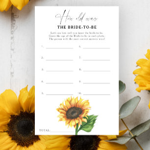 Sunflower - How old was the bride to be game