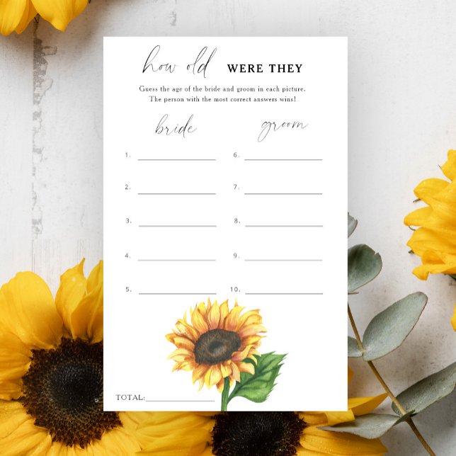 Sunflower - How old were they bridal game (Creator Uploaded)