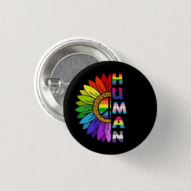 Sunflower Human in Rainbow Colour | LGBTQ | Pride 3 Cm Round Badge (Front & Back)